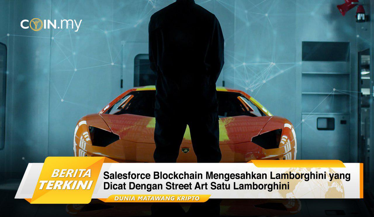 an image on a post on salesforce blockchain lamborghini street art