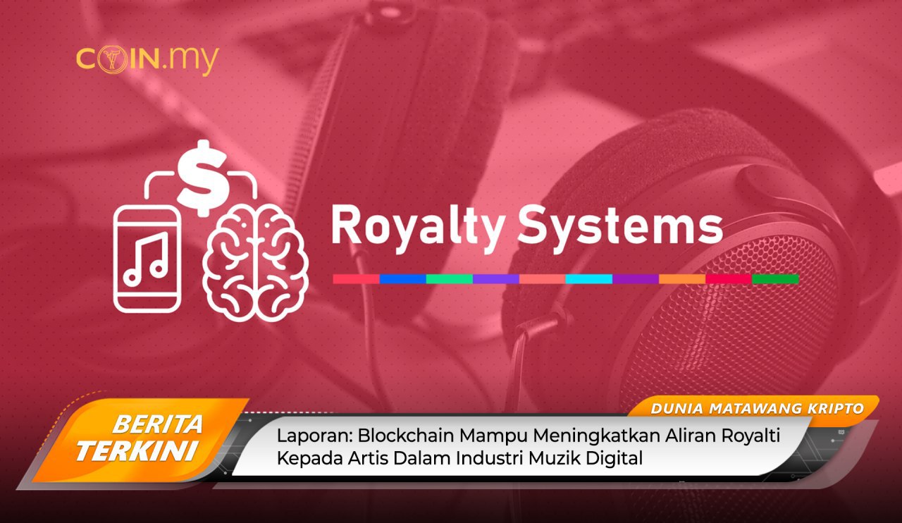 an image on a post on blockchain royalti artis muzik digital